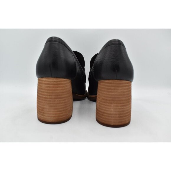 KorkEase Womens 8.5 Modeste Black Leather Stacked Heeled Penny Loafer Pump Shoes - Picture 4 of 13